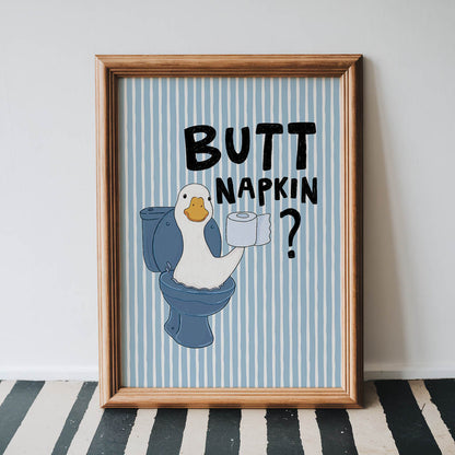 Butt Napkin Duck Bathroom Print