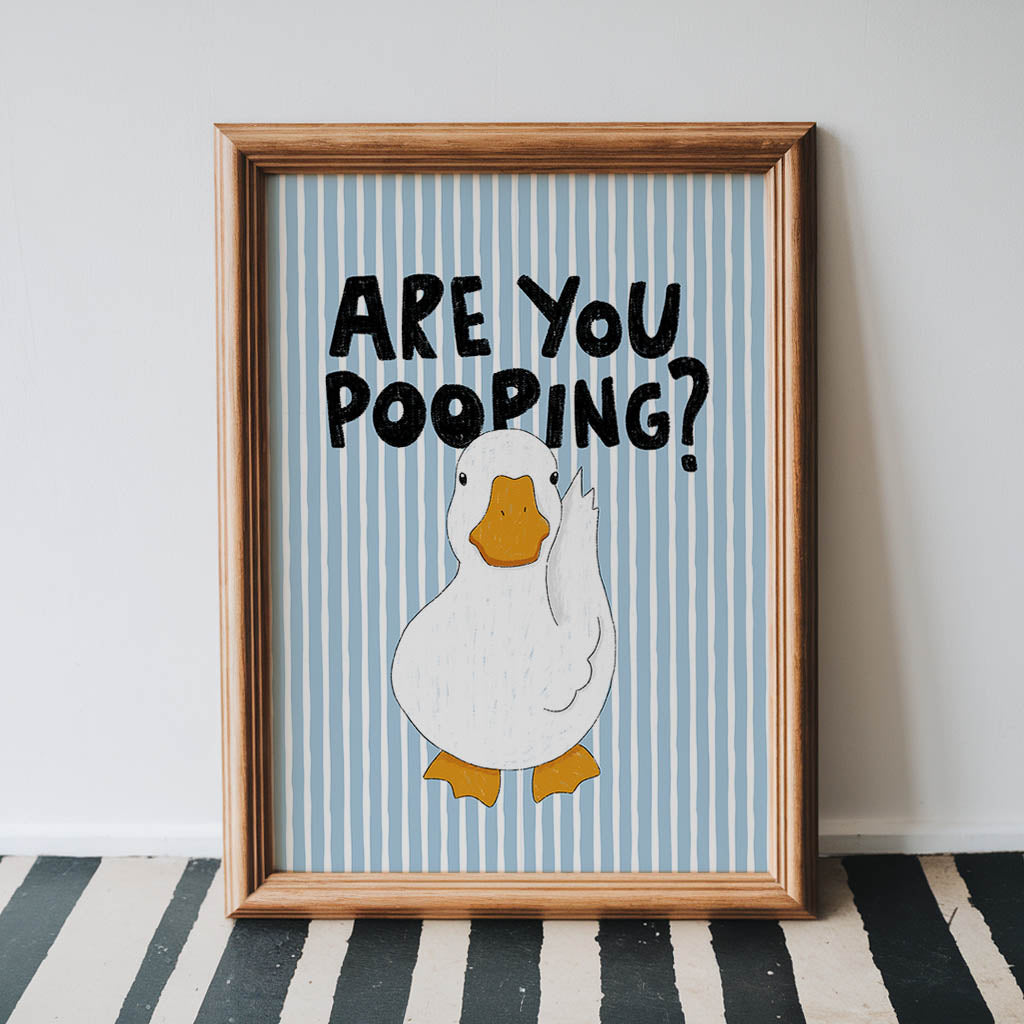 Are You Pooping? Funny Duck Bathroom Print