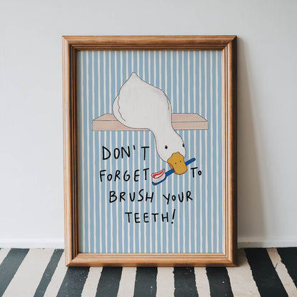 Brush Your Teeth Duck Print