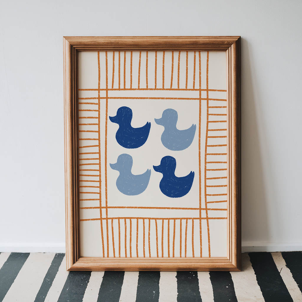 Blue Ducks Bathroom Print