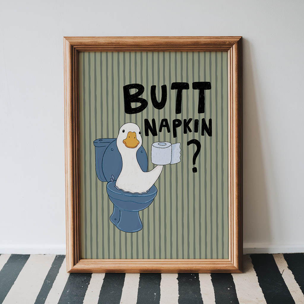 Butt Napkin Duck Bathroom Print