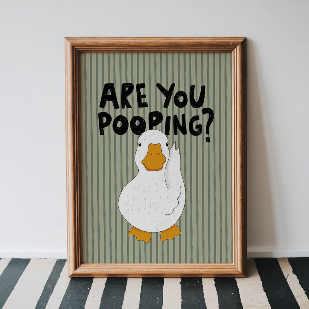 Are You Pooping? Funny Duck Bathroom Print