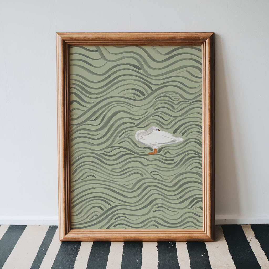 Wavy Swan Wall Art Print