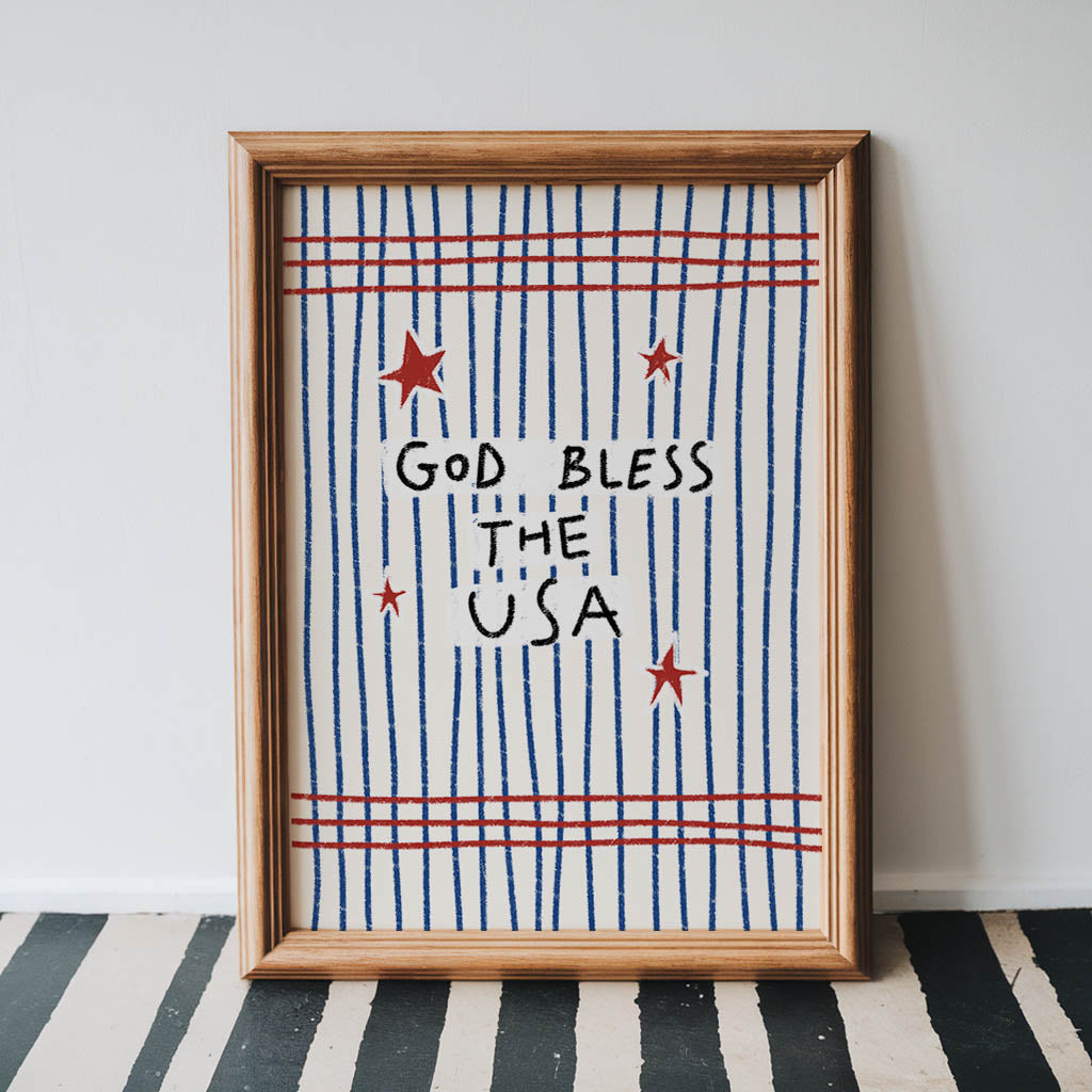 God Bless the USA Patriotic Art Print