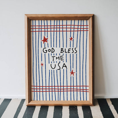 God Bless the USA Patriotic Art Print