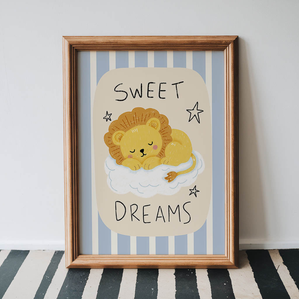 Sweet Dreams Sleeping Lion Nursery Print
