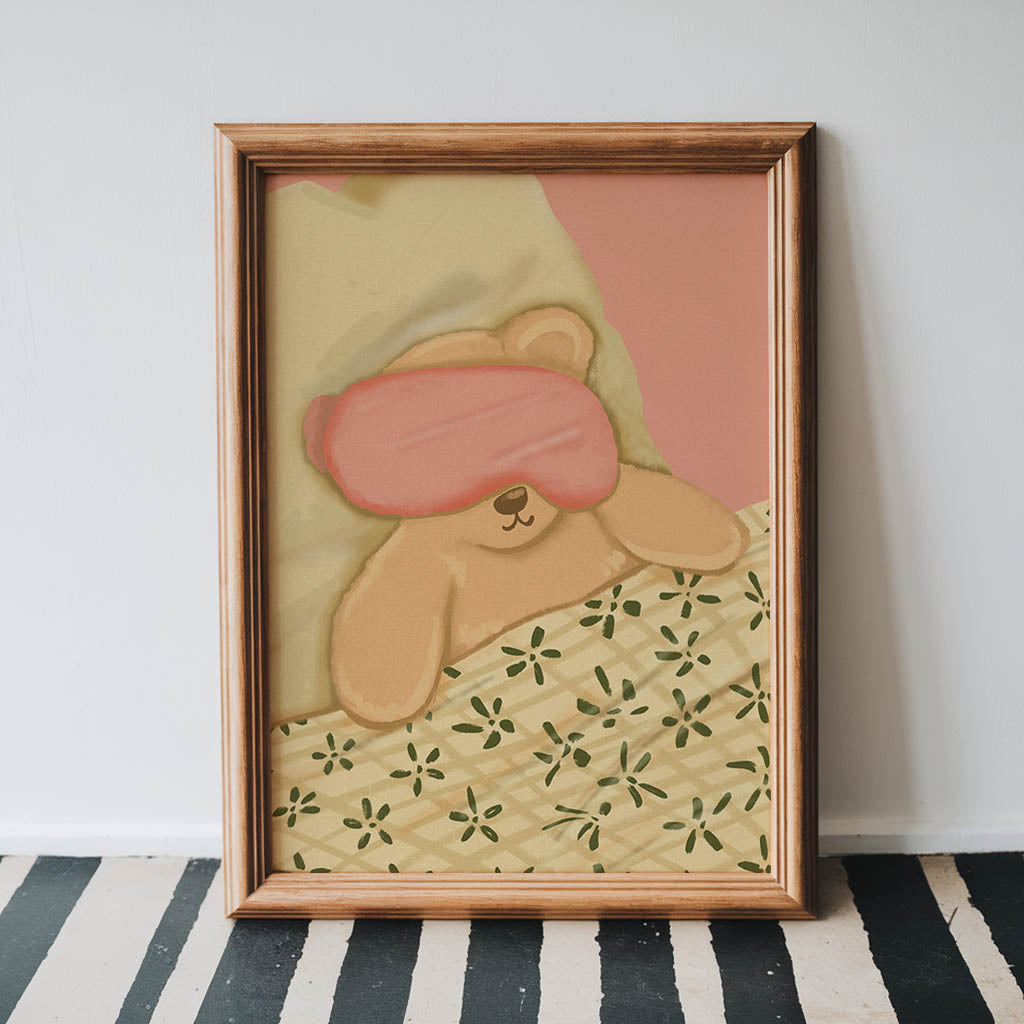Sleepy Teddy Bear Print