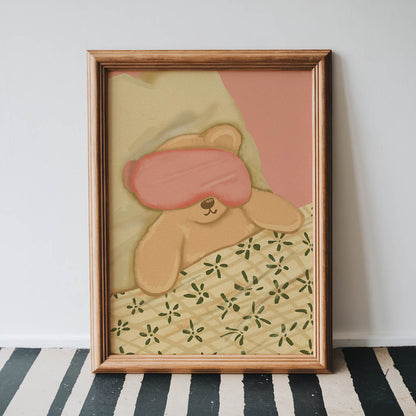 Sleepy Teddy Bear Print