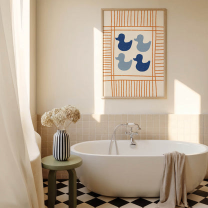 Blue Ducks Bathroom Print