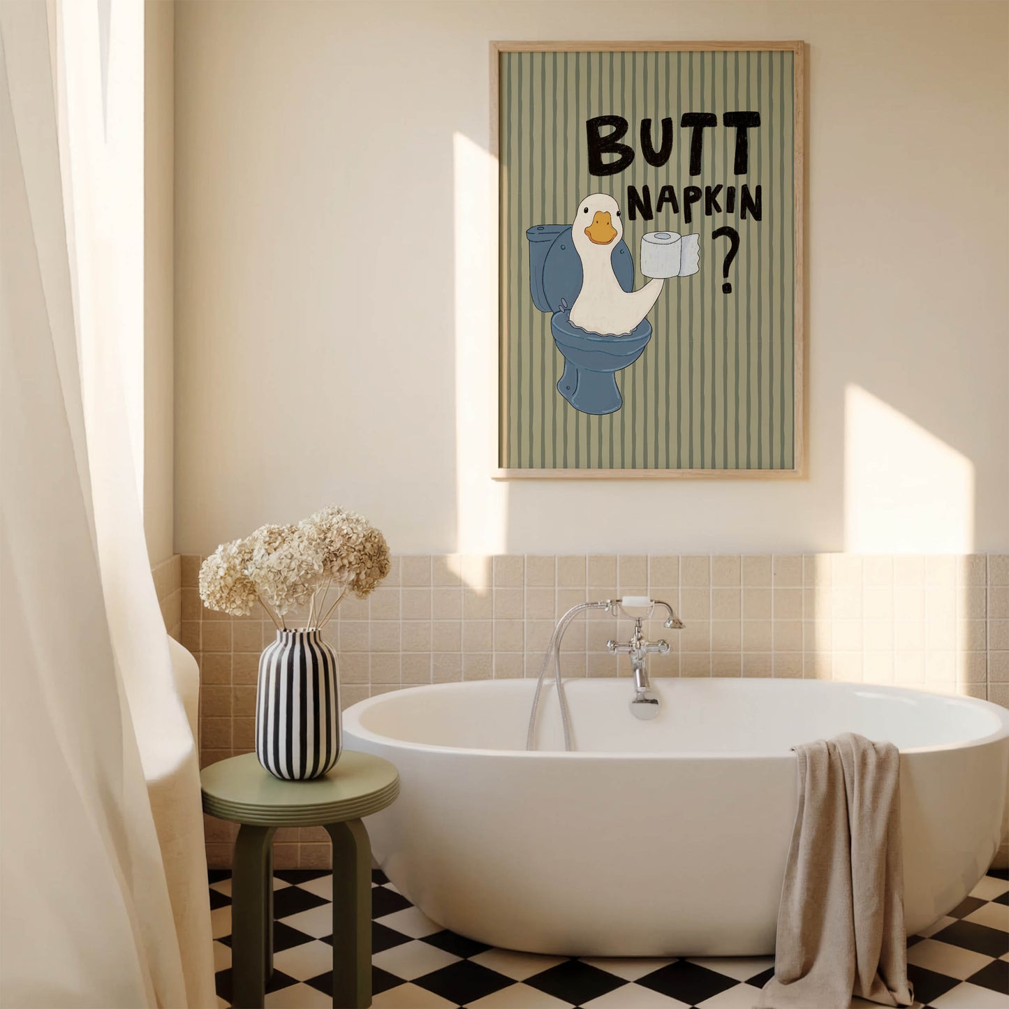 Butt Napkin Duck Bathroom Print