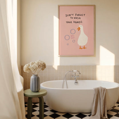 Duck Wash Your Hands Bathroom Print
