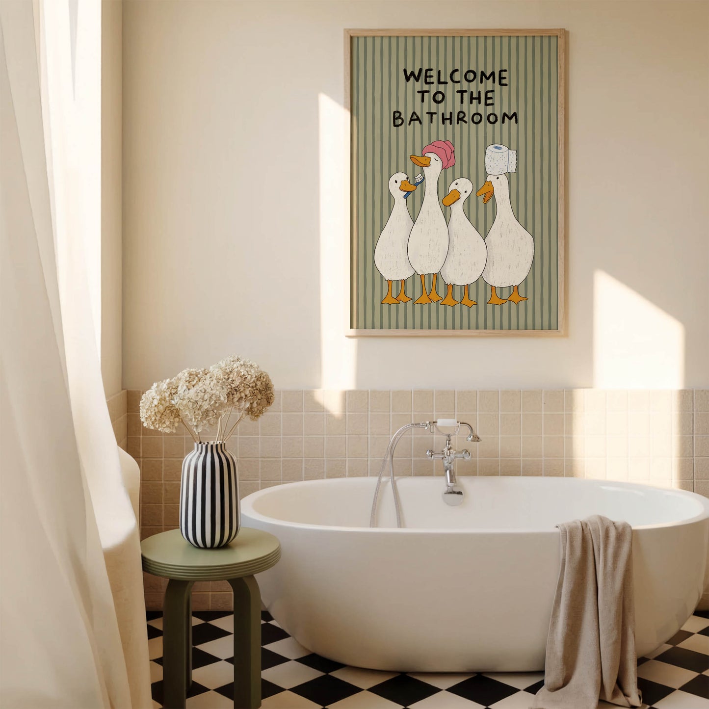 Welcome to the Bathroom Goose Print