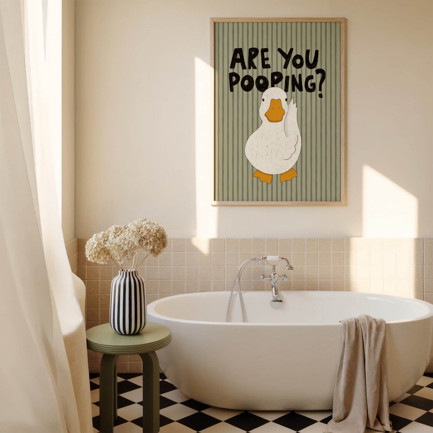 Are You Pooping? Funny Duck Bathroom Print