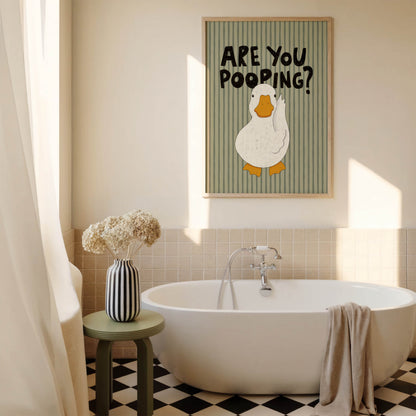 Are You Pooping? Funny Duck Bathroom Print
