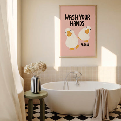 Wash Your Hands Duck Bathroom Print