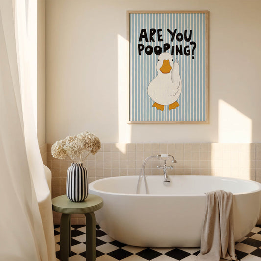 Are You Pooping? Funny Duck Bathroom Print