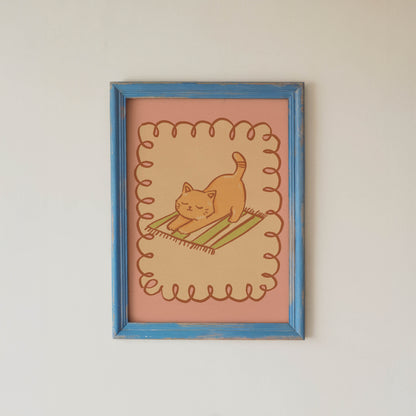 Stretching Orange Cat Nursery Print