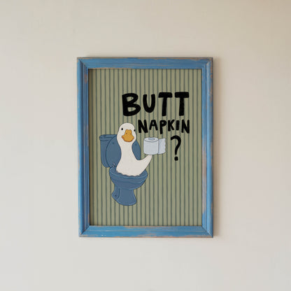 Butt Napkin Duck Bathroom Print