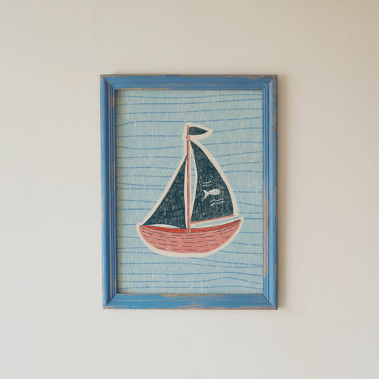 Vintage Sailboat Nursery Print