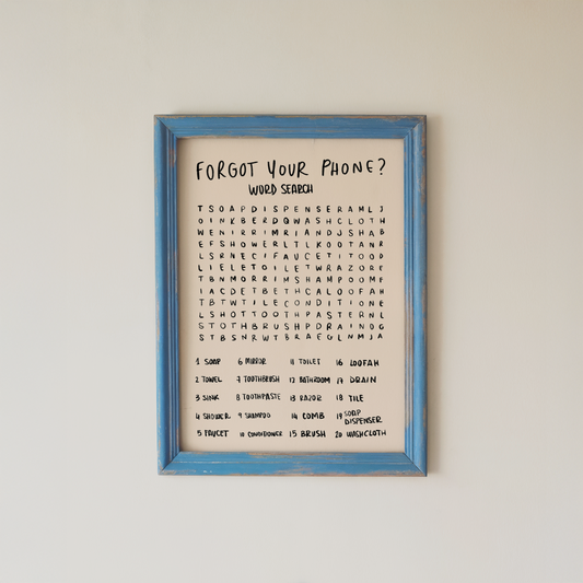 Funny Bathroom Word Search Wall Art Print