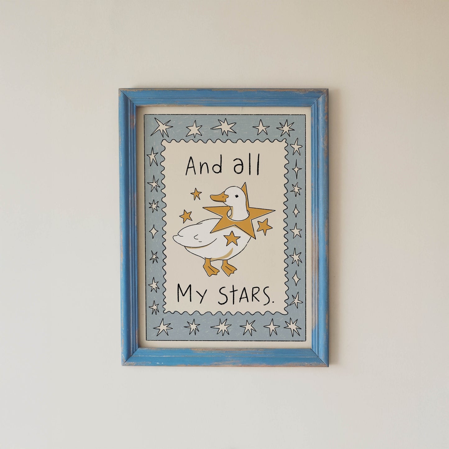 Whimsical Duck Stars Nursery Print