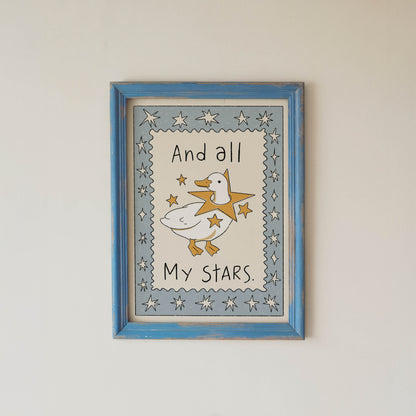Whimsical Duck Stars Nursery Print