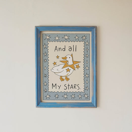 Whimsical Duck Stars Nursery Print