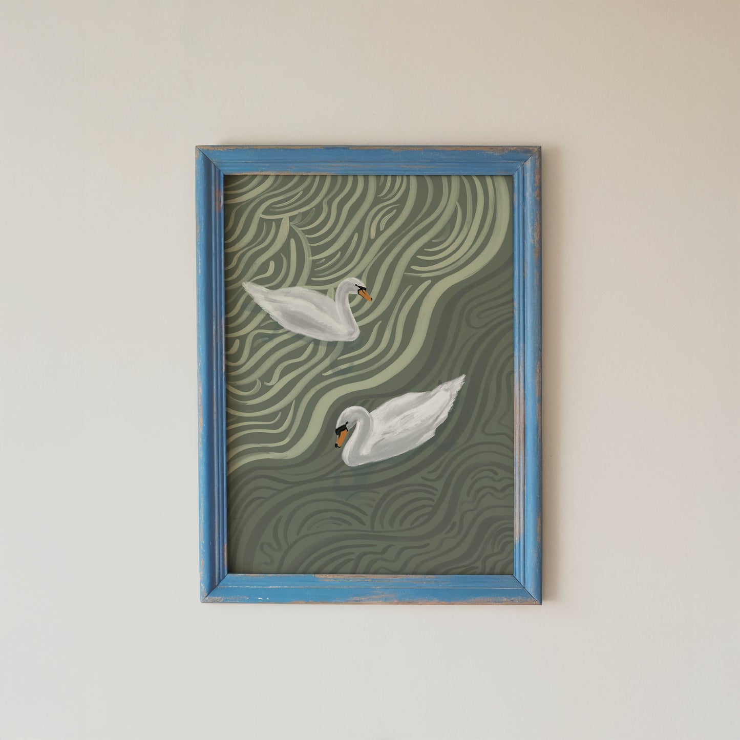 Sage Swan Duo Art Print