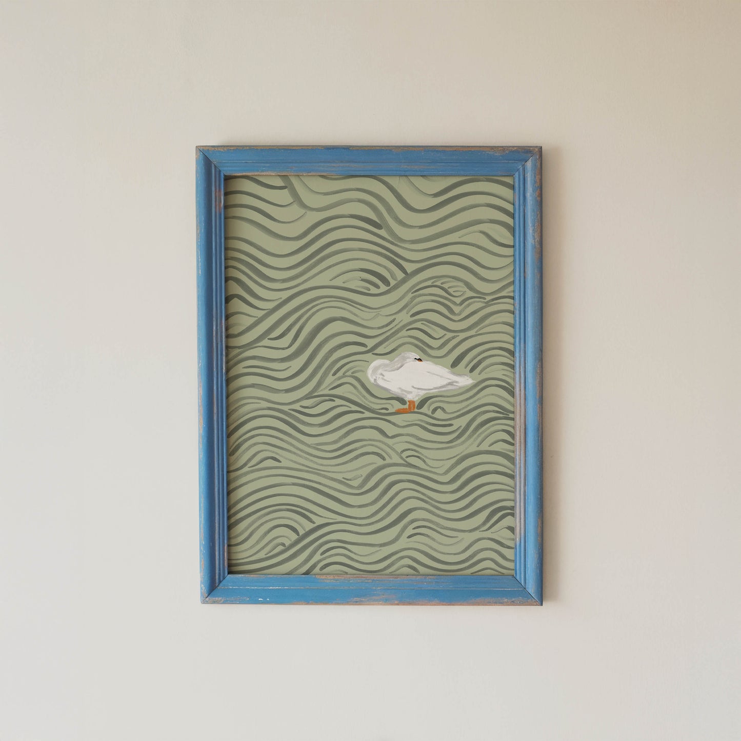 Wavy Swan Wall Art Print