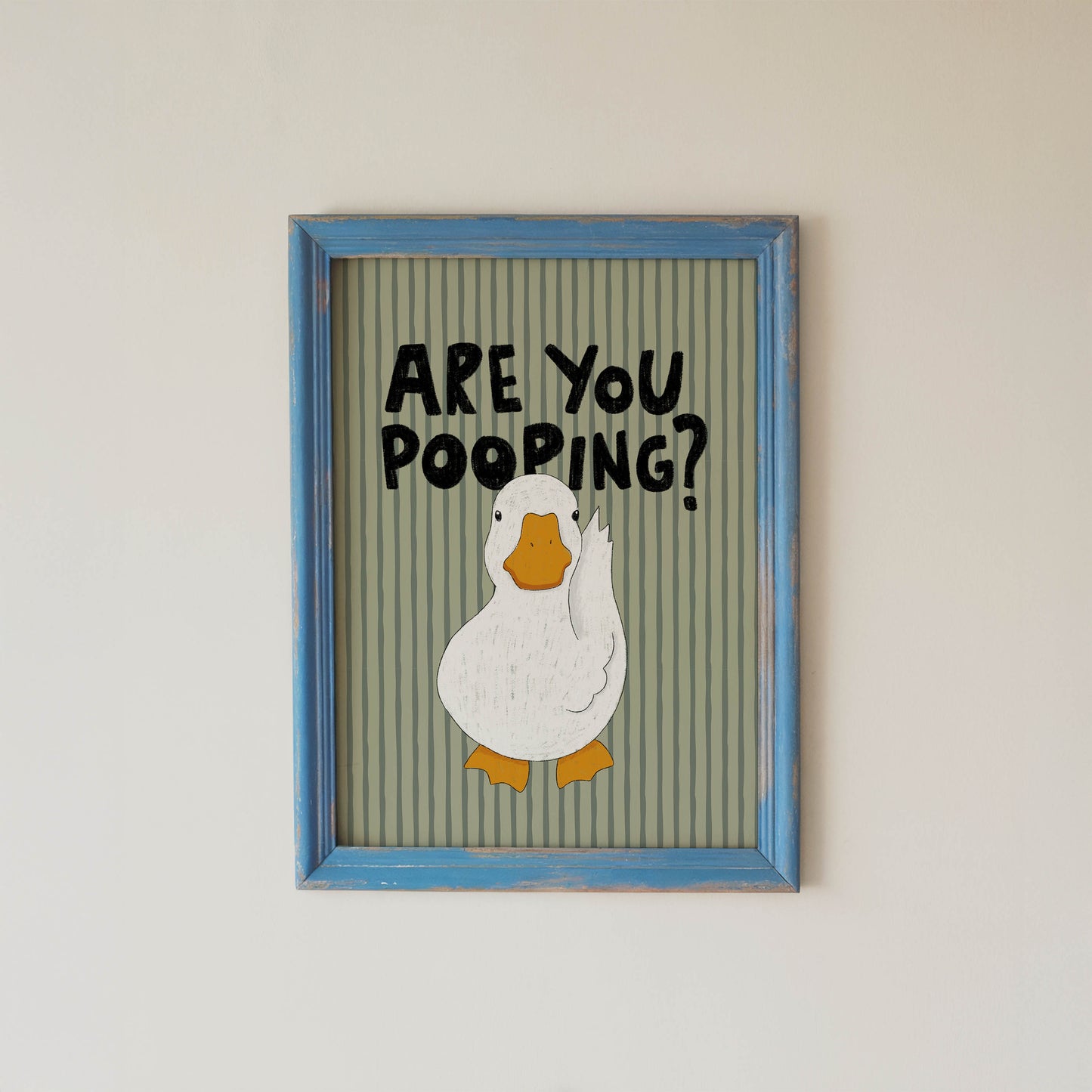 Are You Pooping? Funny Duck Bathroom Print