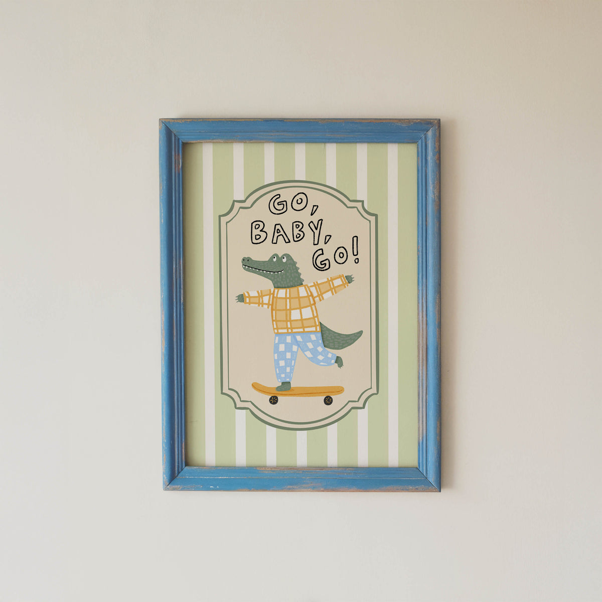 Go Baby Go Crocodile Nursery Wall Art Print
