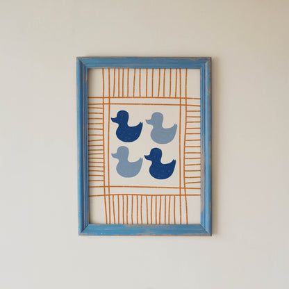 Blue Ducks Bathroom Print