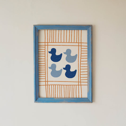Blue Ducks Bathroom Print