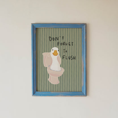 Duck Toilet Flush Bathroom Print