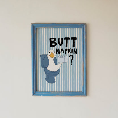 Butt Napkin Duck Bathroom Print