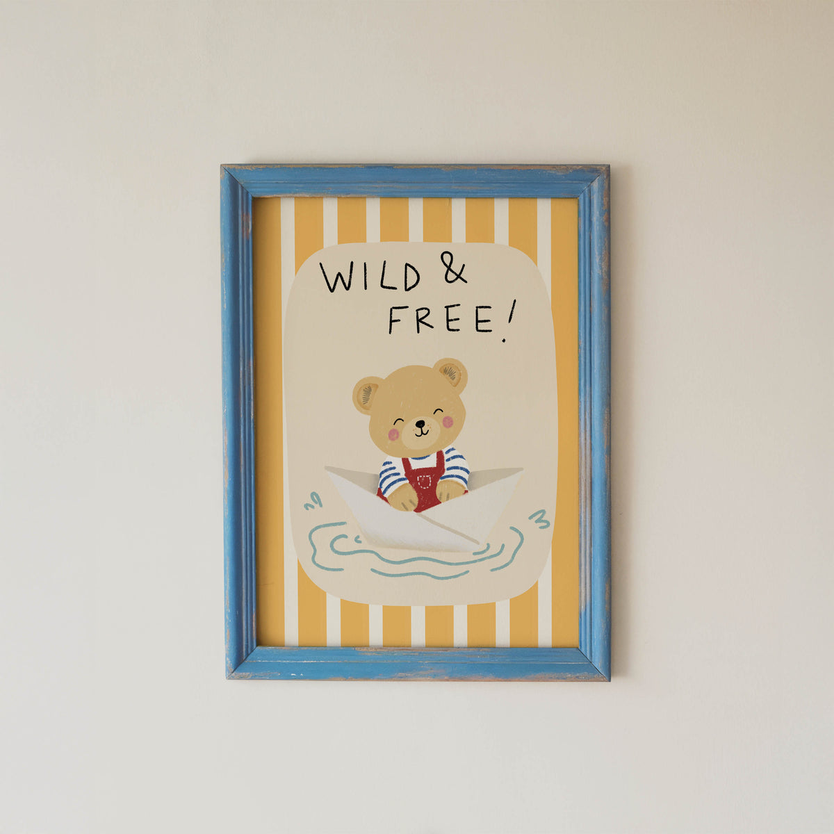Wild & Free Bear Paper Boat Nursery Print