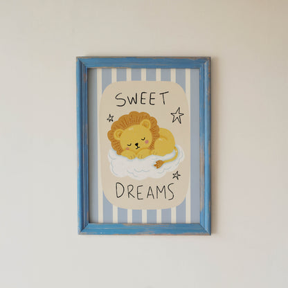 Sweet Dreams Sleeping Lion Nursery Print