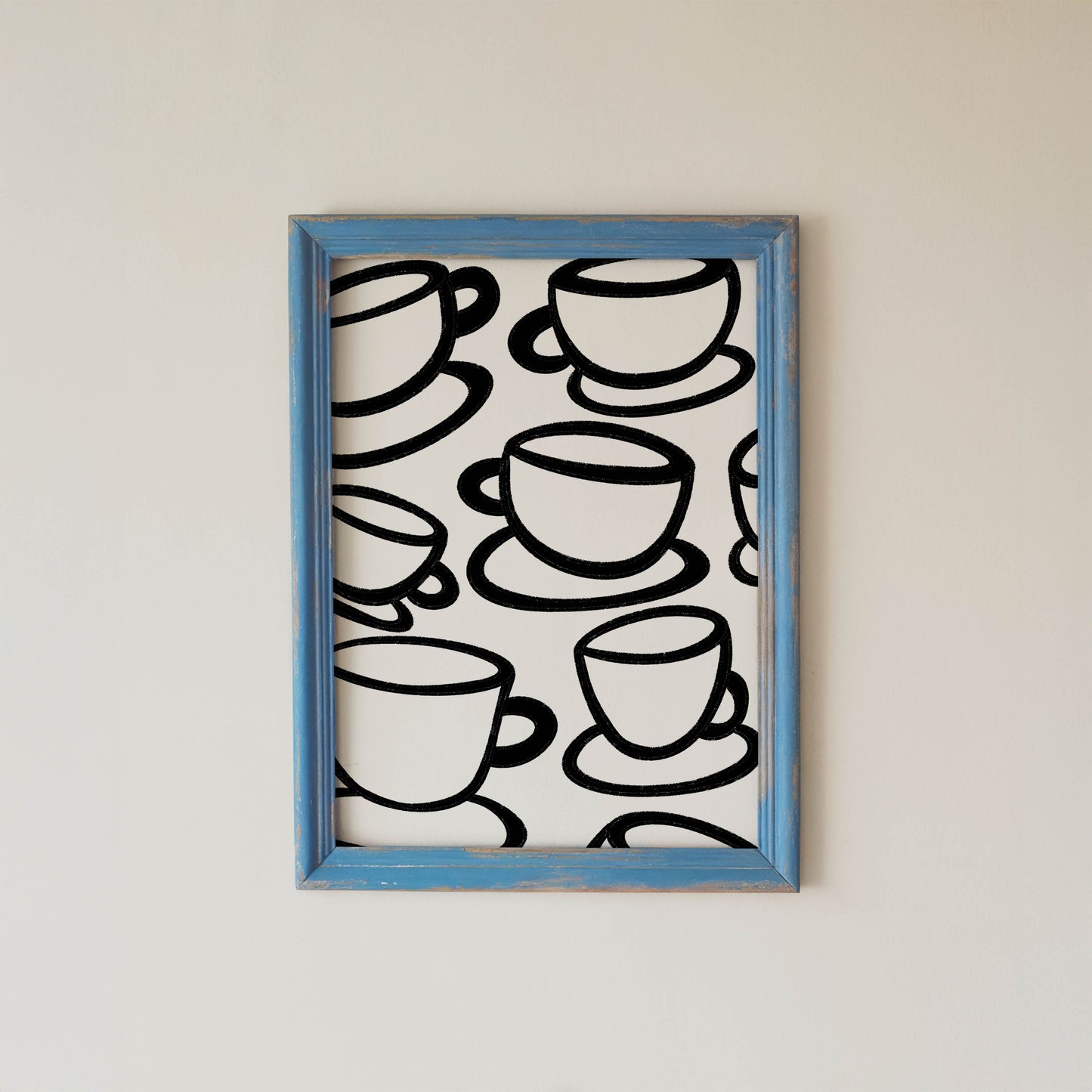 Black Coffee Cup Line Art Print