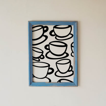 Black Coffee Cup Line Art Print