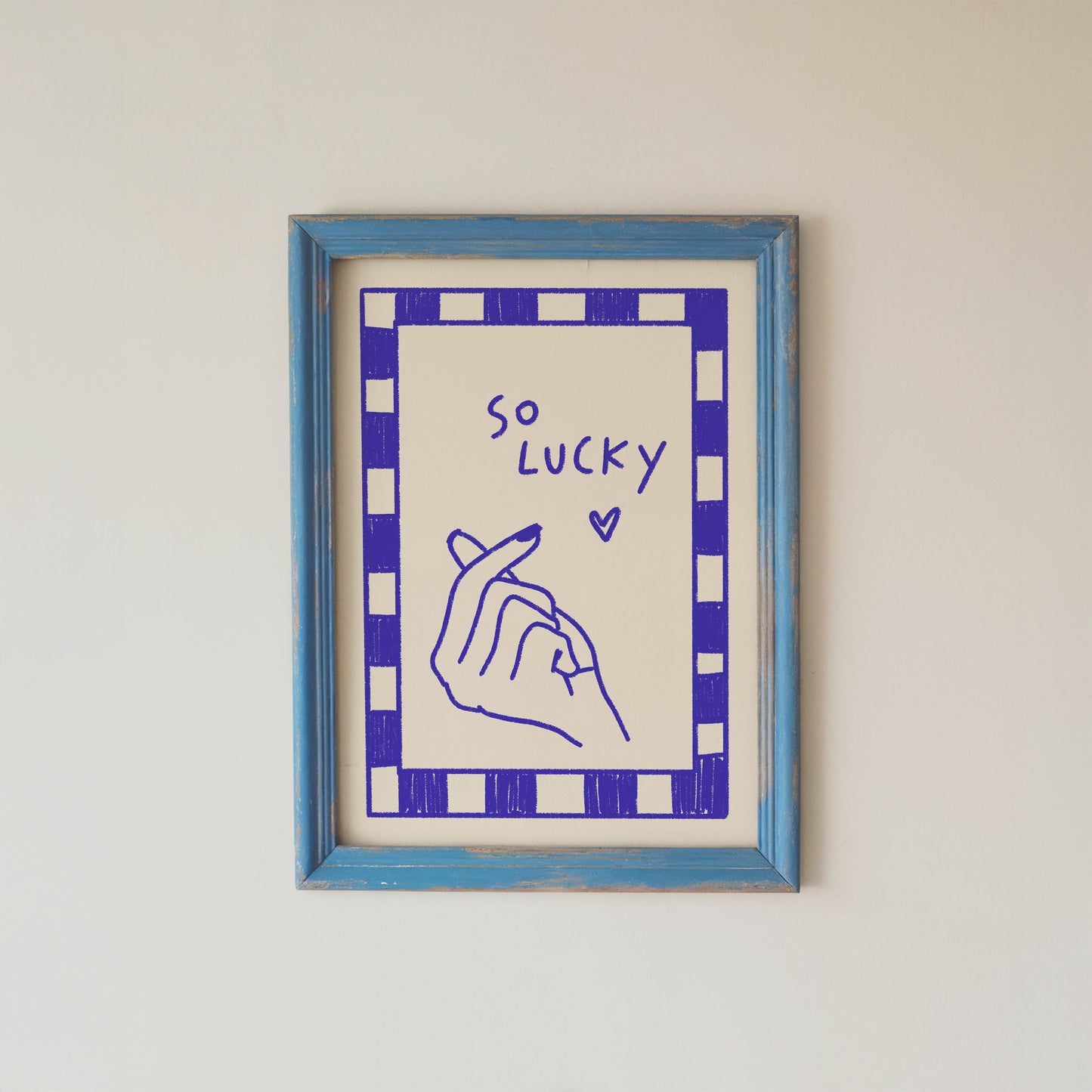 So Lucky Finger Heart Quote Print