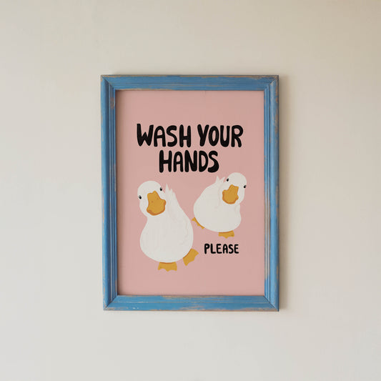 Wash Your Hands Duck Bathroom Print