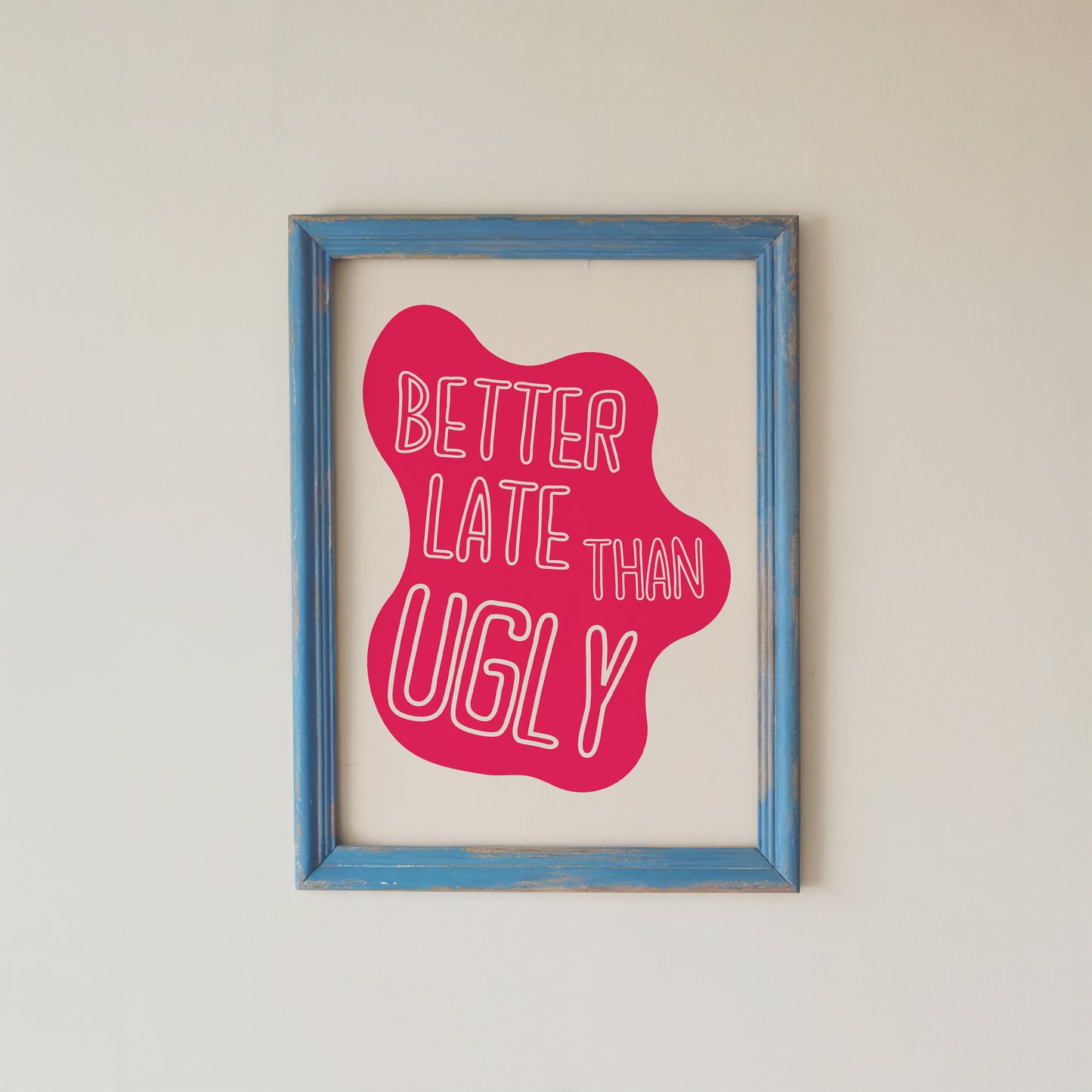 Funny Bathroom Wall Art Retro Pink Quote Print