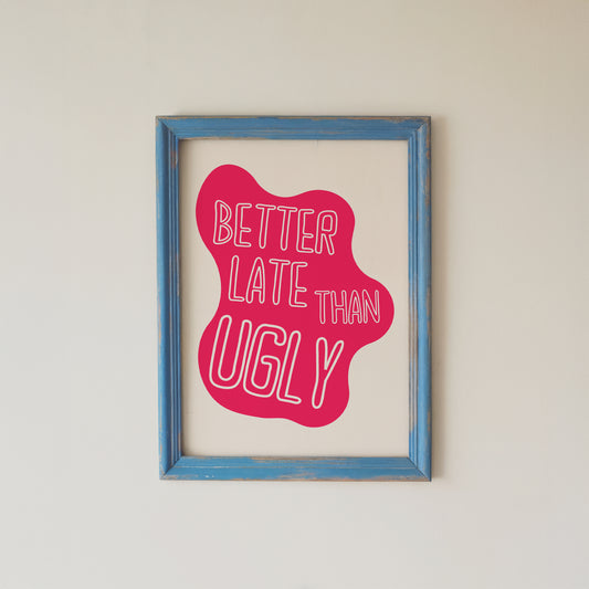 Funny Bathroom Wall Art Retro Pink Quote Print
