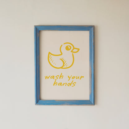 Cute Duck Wall Art Wash Your Hands Bathroom Print