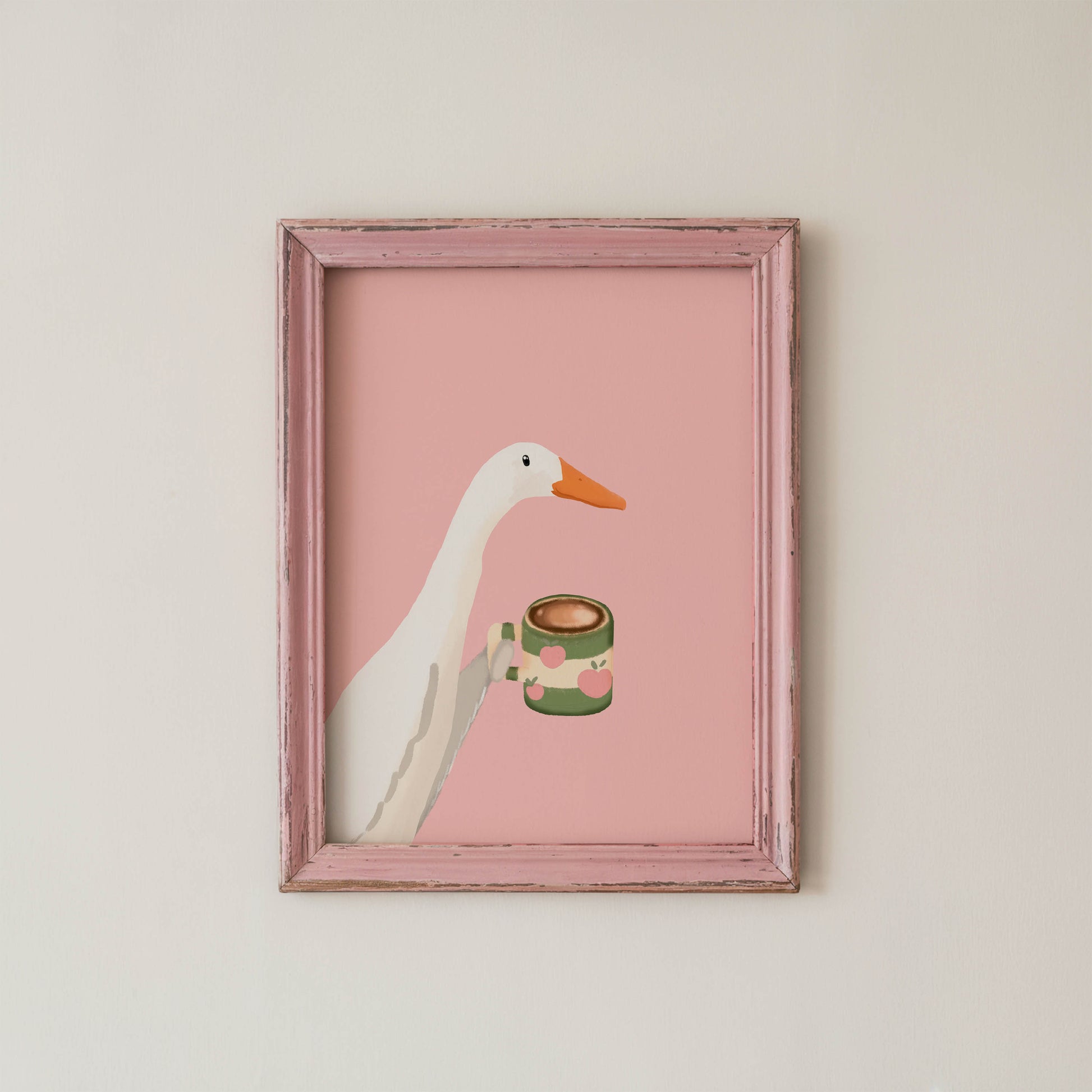 Goose With Coffee Mug Unframed Poster