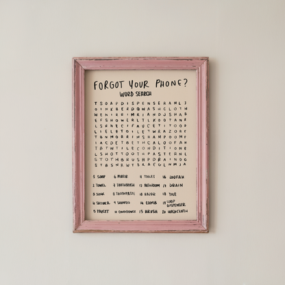 Funny Bathroom Word Search Wall Art Print