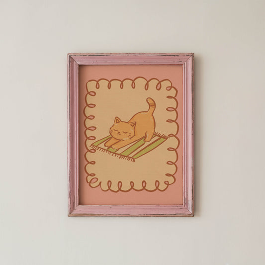 Stretching Orange Cat Nursery Print