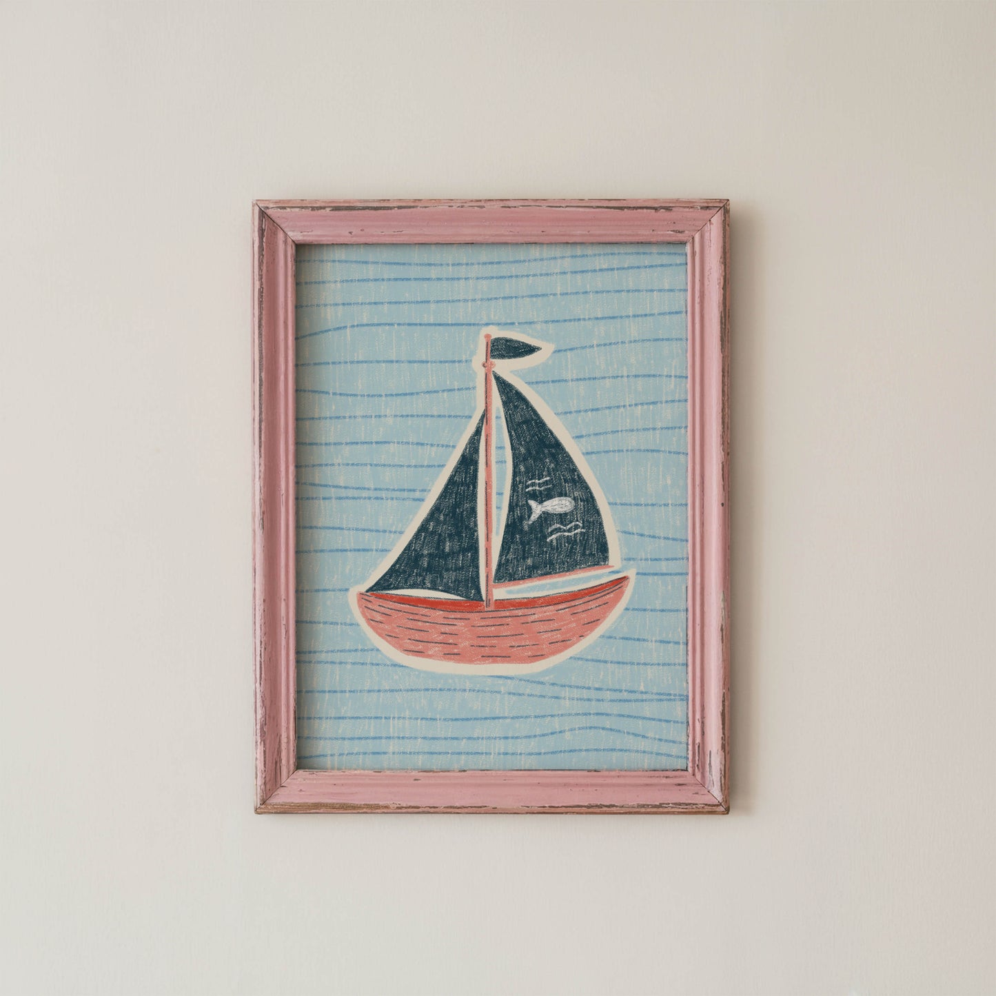 Vintage Sailboat Nursery Print