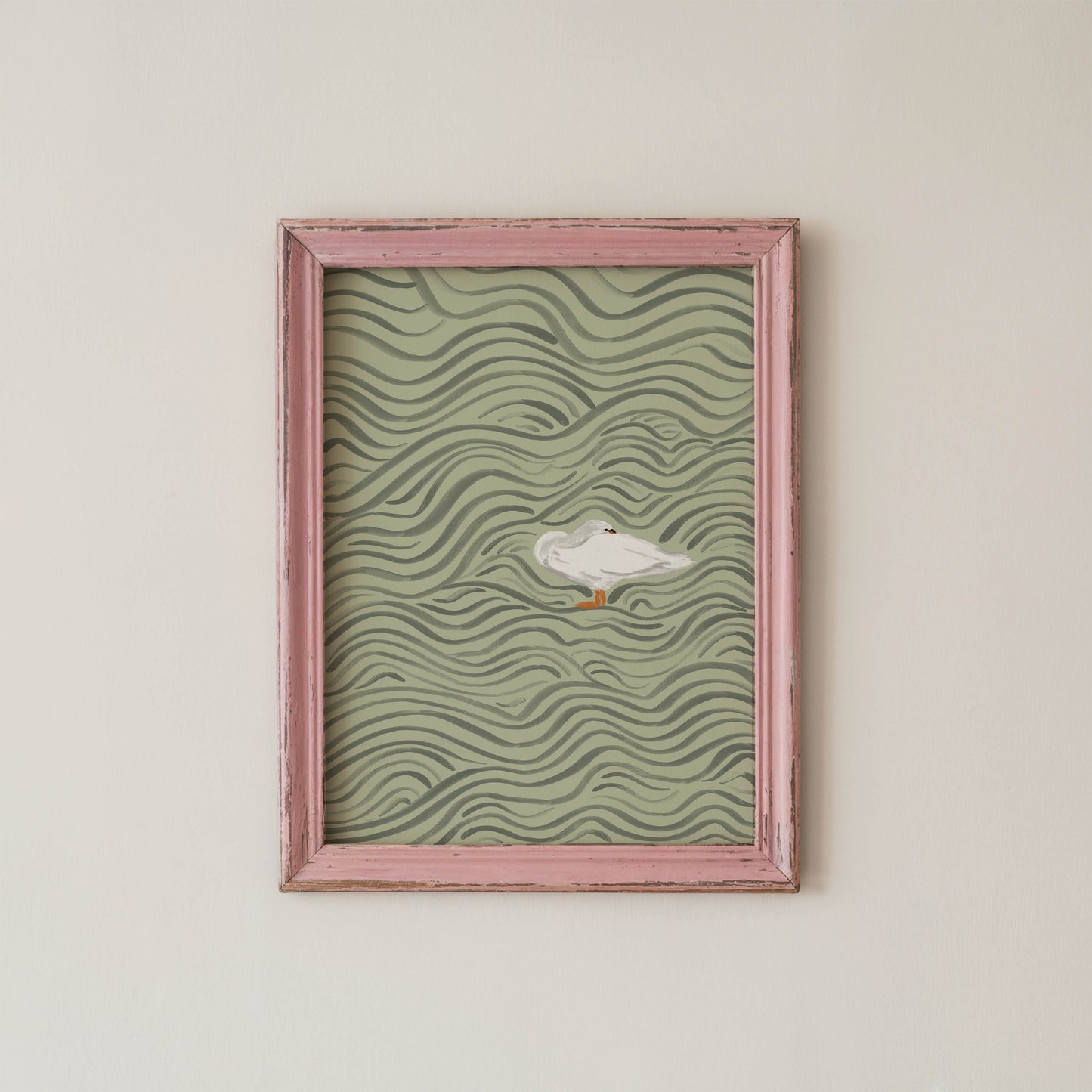 Wavy Swan Wall Art Print