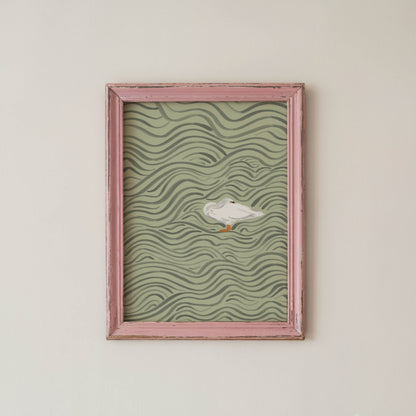 Wavy Swan Wall Art Print